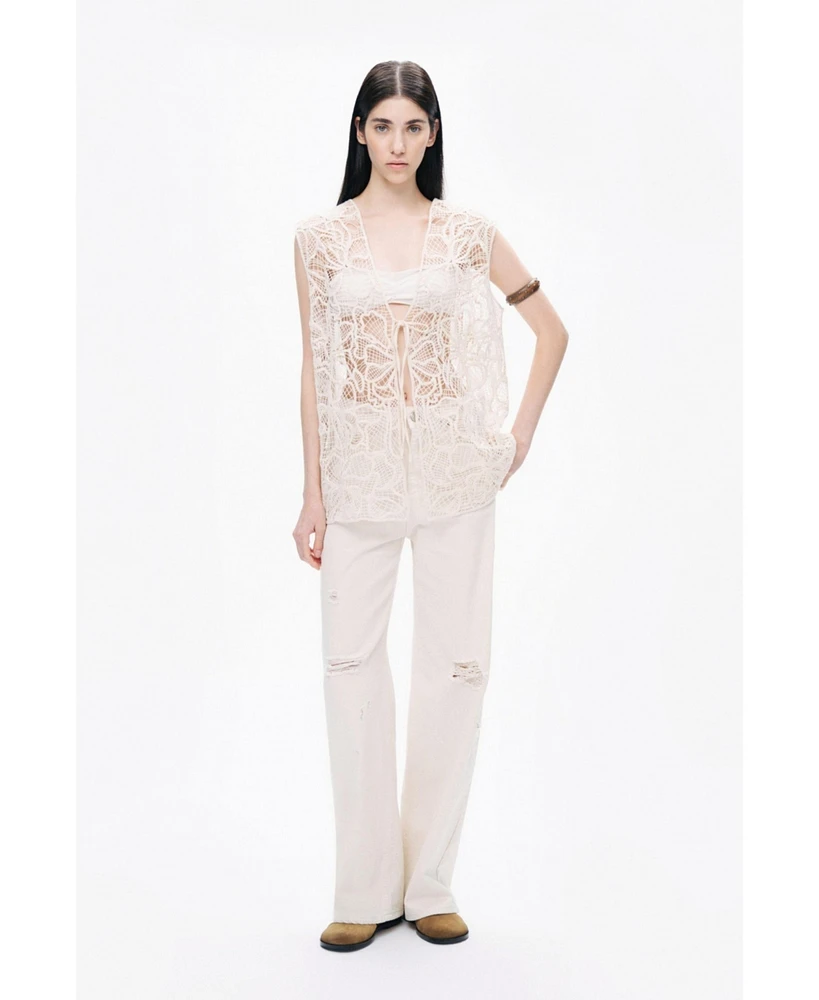 Nocturne Women's Stone Detailed Wide Leg Jeans