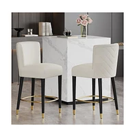 Set of 2 Modern 27 Inch Counter Stools with Upholstered Tufted Seat for Kitchen Island & Bar-The Pop Home