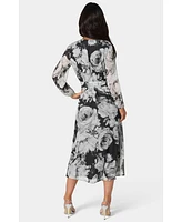 Bebe Women's Print Wrap Midi Dress