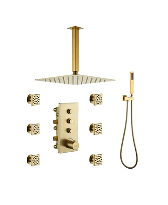 12-Inch Rainfall Shower Head with French Vernet Valve - Durable & Family-Friendly Thermostatic System