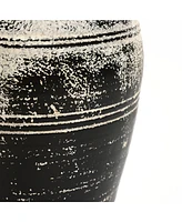 LuxenHome Vingate White and Black Ceramic 18.3-Inch Tall Urn Vase