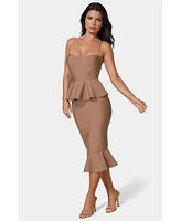 Bebe Women's Peplum Bandage Midi Dress