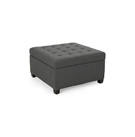 Storage Ottoman with Button-Tufted Lid, Upholstered Square Bench for Living Room, Bedroom, Entryway-The Pop Home