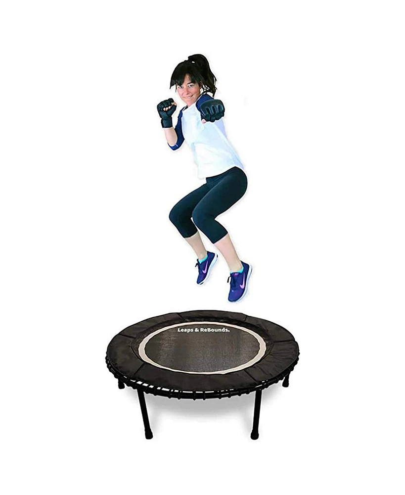 Leaps & ReBounds Round Mini Fitness Trampoline & Rebounder Indoor Home Gym Exercise Equipment Low Impact Workout for Adults