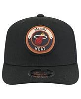 New Era Men's Black Miami Heat Victory Grove Circle Patch 9SEVENTY Adjustable Hat