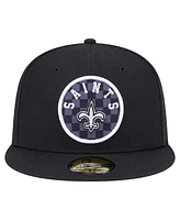 New Era Men's Black Orleans Saints Checkered 59FIFTY Fitted Hat