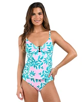 La Blanca Women's Opulent Palm Embellished Tankini Top