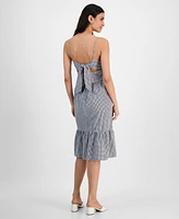 Kingston Grey Juniors' Gingham Tie-Back Midi Dress