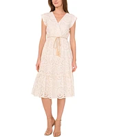 Vince Camuto Women's Embroidered Eyelet Tiered Midi Dress