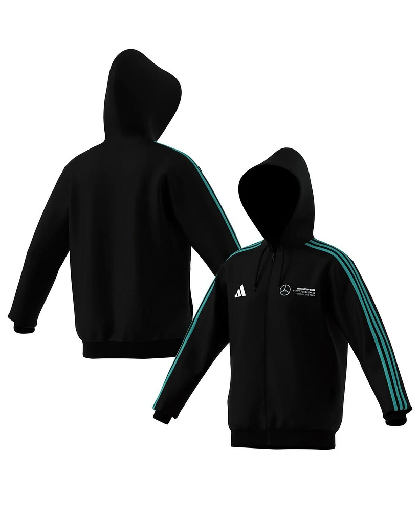 Adidas Men's Black Mercedes-amg Petronas F1 Team Fan Wear Dna Alphaskin Full-Zip Track Hoodie Jacket