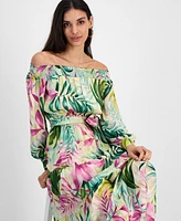 Guess Women's Josee Off-The-Shoulder Long-Sleeve Maxi Dress