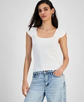 Guess Women's Laurel Square-Neck Pointelle Sweater