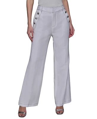 Karl Lagerfeld Paris Women's Linen-Blend Wide-Leg Sailor Pants