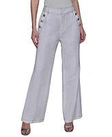 Karl Lagerfeld Paris Women's Linen-Blend Wide-Leg Sailor Pants