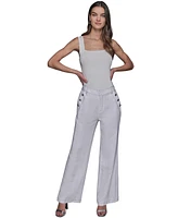 Karl Lagerfeld Paris Women's Linen-Blend Wide-Leg Sailor Pants