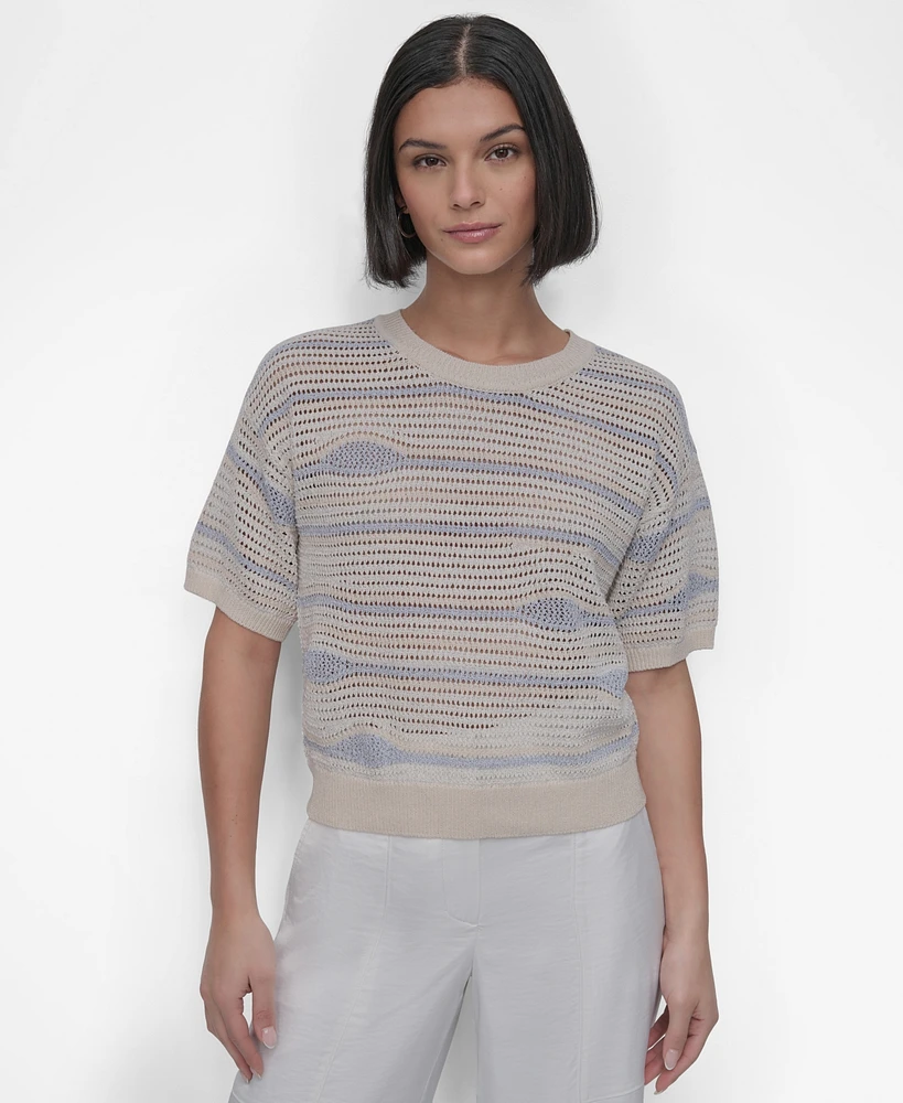 Dkny Women's Short-Sleeve Crochet Sweater