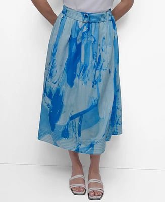 Dkny Women's Printed Belted Midi Skirt