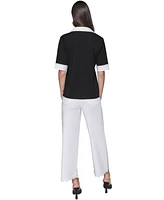 Karl Lagerfeld Paris Women's Oversized Contrast-Trim Top