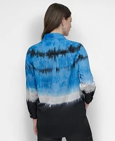 Dkny Women's Long-Sleeve Tie Dye Button-Front Shirt