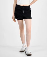 Indigo Rein Juniors' Exposed-Button High Rise Destructed Shorts