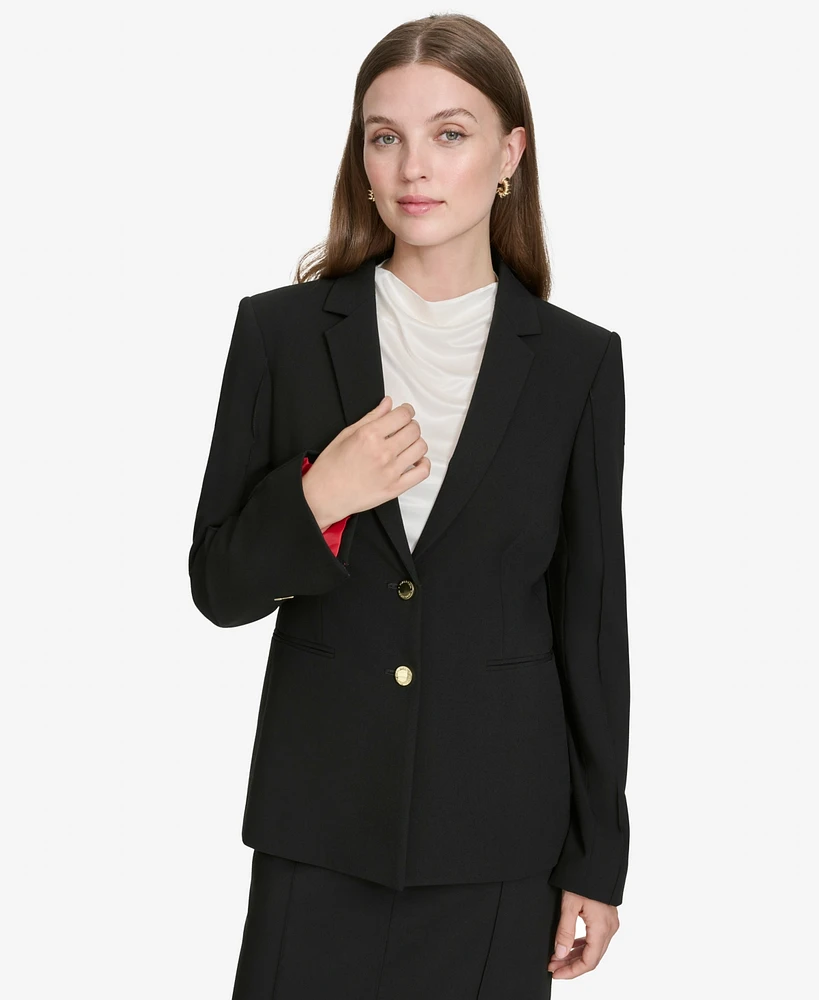 Halston Women's Contrast-Lined Two-Button Blazer