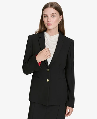 Halston Women's Contrast-Lined Two-Button Blazer