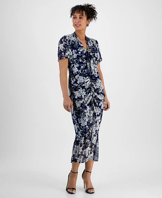 Connected Women's Shirred-Front Short-Sleeve Sheath Dress