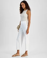 I.n.c. International Concepts Petite Linen-Blend High-Rise Wide-Leg Pants, Created for Macy's