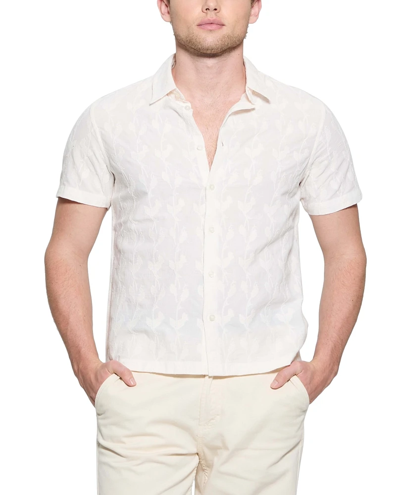 Guess Men's Jacoby Relaxed Fit Short Sleeve Button-Front Embroidered Shirt