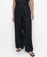 Dkny Women's Linen Wide-Leg Pull-On Pants