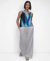 Dkny Women's Printed Tie-Strap Linen Tank Top