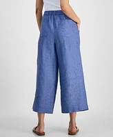 Charter Club Petite 100% Linen Wide-Leg Cropped Pants, Exclusively at Macy's