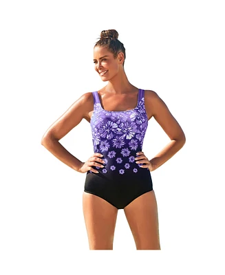 Swimsuits for All Plus Chlorine Resistant Tank One Piece Swimsuit