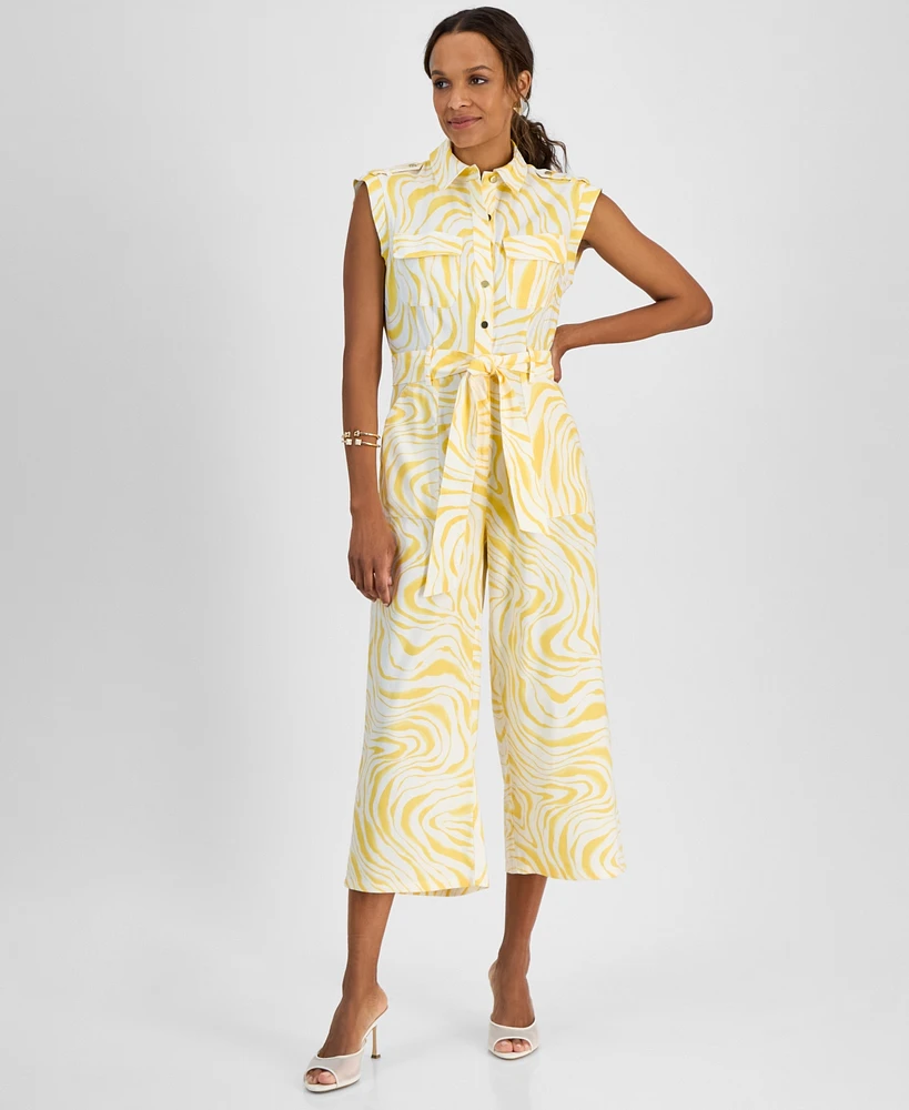 I.n.c. International Concepts Petite Printed Utility Jumpsuit, Exclusively at Macy's