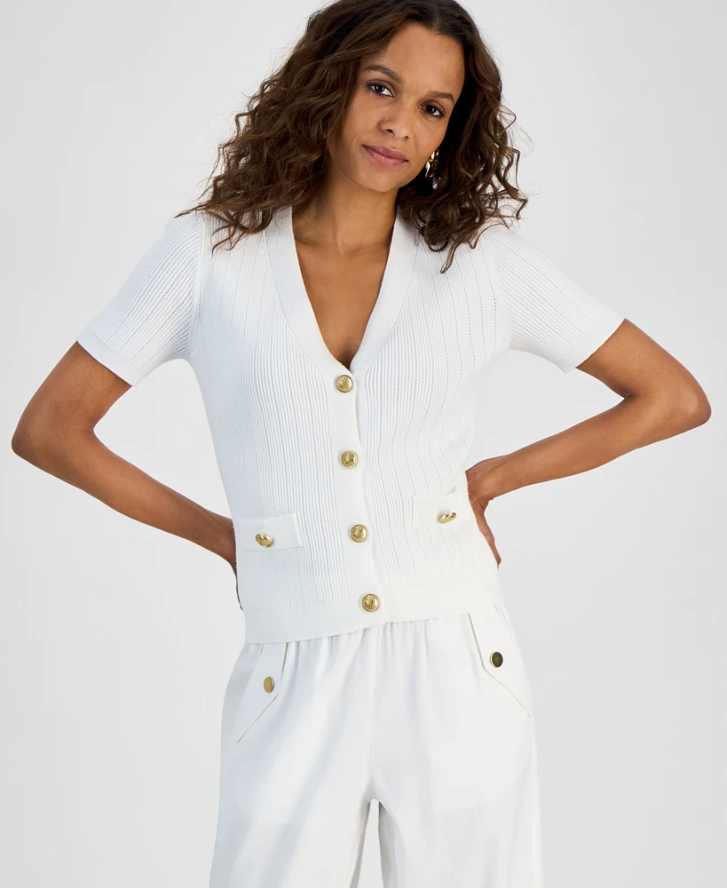 I.n.c. International Concepts Petite Short-Sleeve Knit Cardigan, Exclusively at Macy's