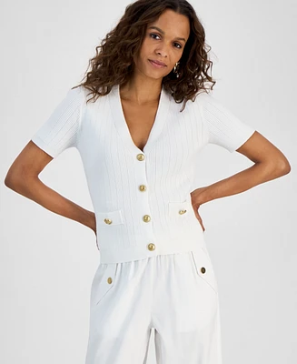I.n.c. International Concepts Petite Short-Sleeve Knit Cardigan, Exclusively at Macy's