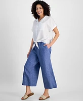 Charter Club Petite Linen Tie-Front Top, Exclusively at Macy's