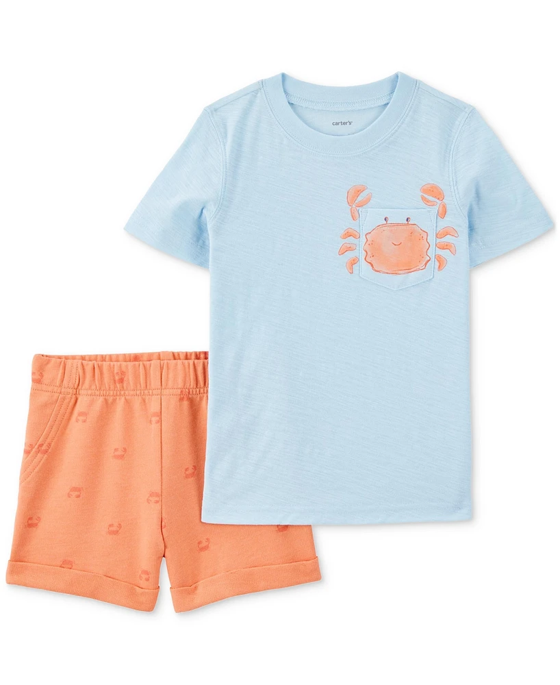 Carter's Toddler Boys Crab Top & Shorts, 2 Piece Set