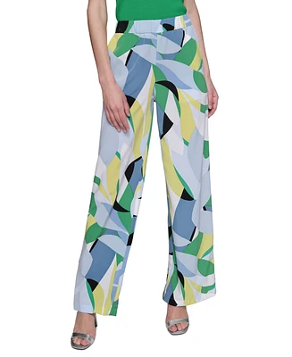 Karl Lagerfeld Paris Women's Geo-Print Wide-Leg Pants
