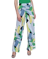 Karl Lagerfeld Paris Women's Geo-Print Wide-Leg Pants