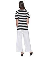 Karl Lagerfeld Paris Women's Striped Bonjour Tee