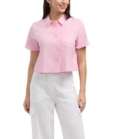 Ellen Tracy Women's Button Front Shirt with Ruffle Detail