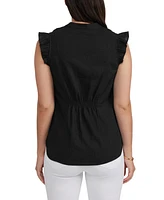 Ellen Tracy Women's Flutter Sleeve Top with Gathered Back