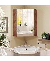 Corner Medicine Cabinet with Mirror Open Door and Adjustable Shelf