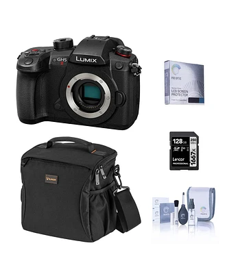 Panasonic Lumix GH5II Mirrorless Camera Bundle with 128GB Sd Card, Shoulder Bag, Screen Protector, Cleaning Kit