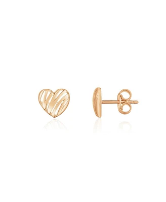 The Lovery Scribble Heart Stud Earrings 14K Rose Gold