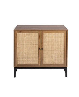 Mondawe Set of 2, rattan, 2 door cabinet, with 1 Adjustable Inner Shelves, rattan