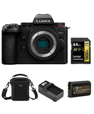 Panasonic Lumix G9II Mirrorless Camera, Bundle with Lexar 64GB Memory Card, Battery, Plate, Smart Charger Base