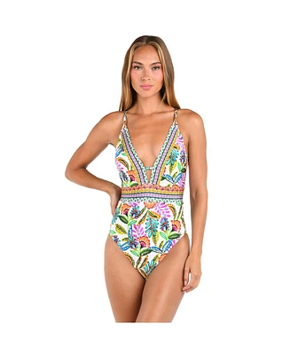 Sunshine 79 Women's One Piece Swimsuit Jungle Jive V Plunge