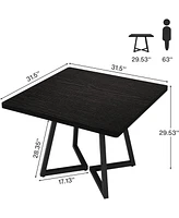 Tribesigns Square Dining Table Set of 6, 31.5" Industrial Dinner Table with Metal Base, Wood Kitchen Table for 10 People, Brown Bar Table for Restaura